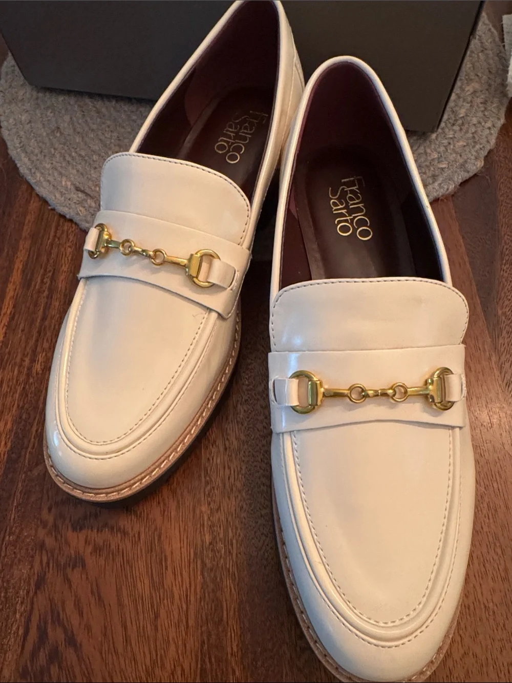 Franco Sarto Cream Horsebit Loafers “Colette”  size 8 wide Comfort Fit.